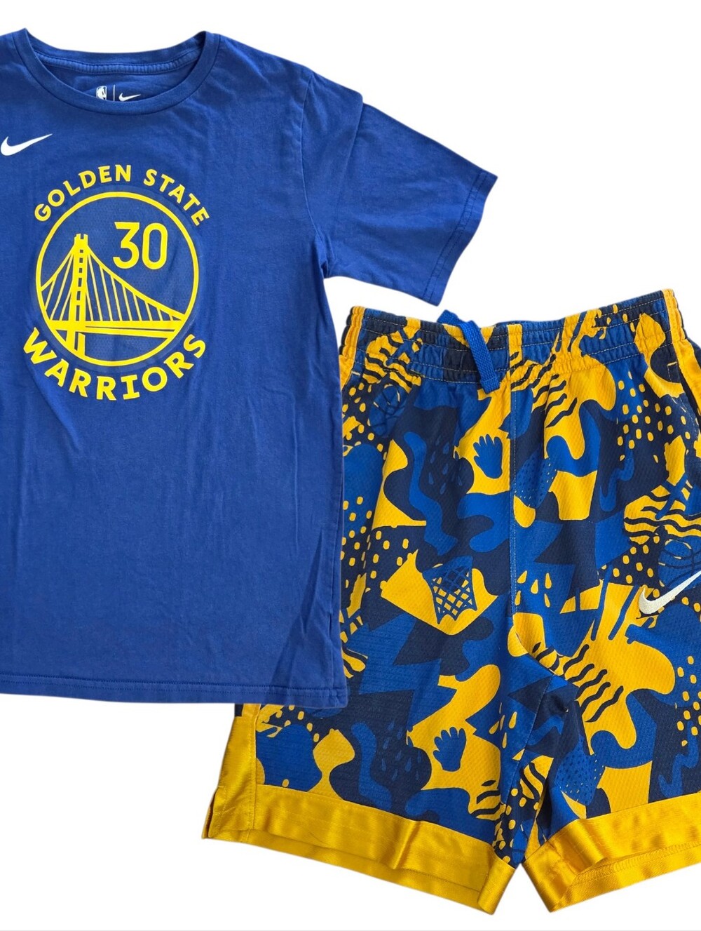 Nike Boys Golden State Warriors Steph Curry #30 T-Shirt & Shorts Set Youth L 14